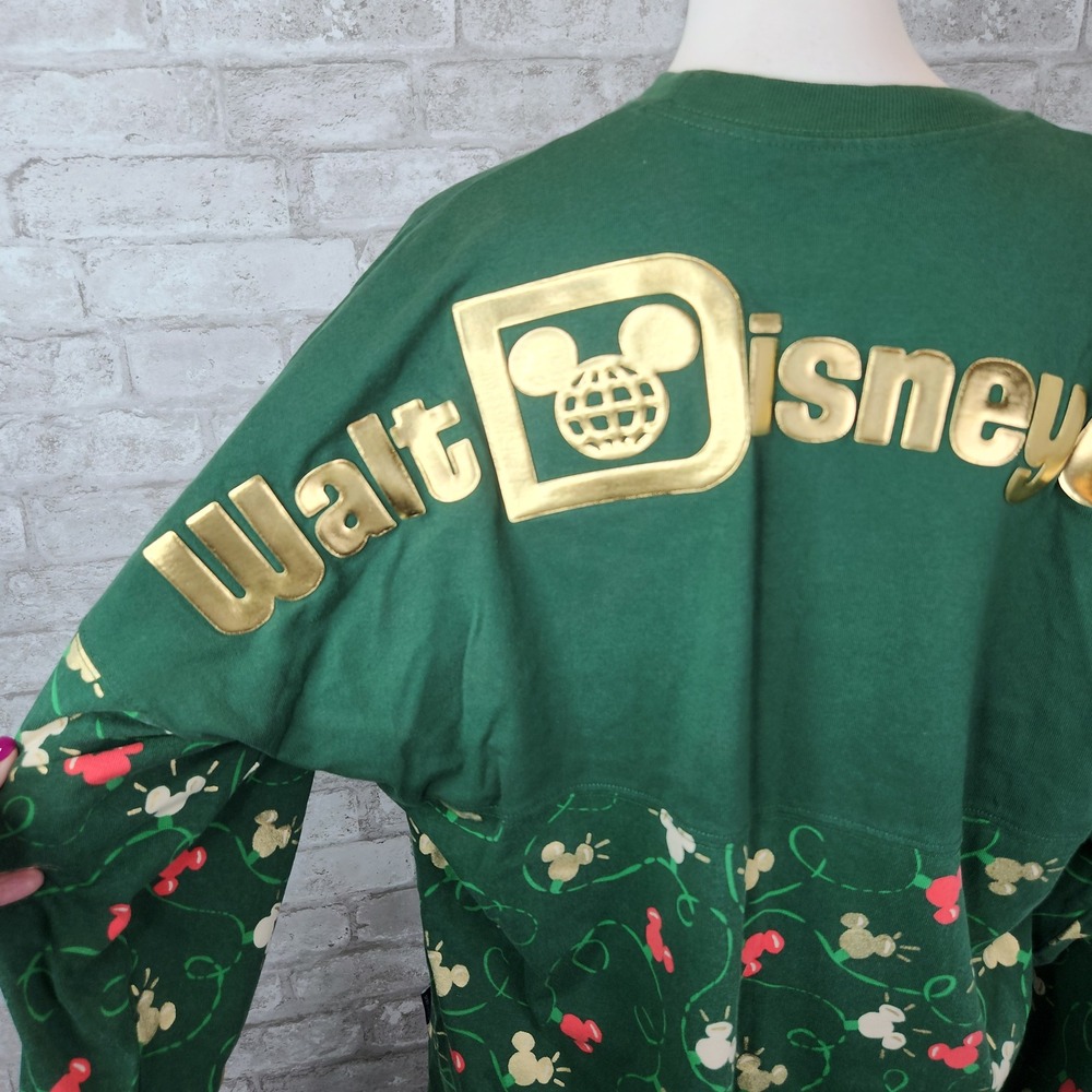 Disney Spirit Jersey 2024 Green Gold Holiday Mickey Lights Oversized Medium - Picture 6 of 9